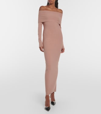 Abito midi in jersey con scollo bardot | Alaïa