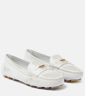Distressed suede penny loafers | Miu Miu