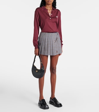 Minigonna in twill di lana a quadri | Prada