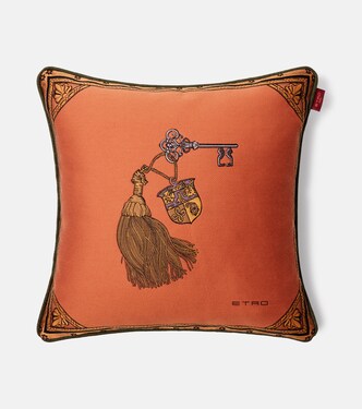 Herald embroidered cotton-blend cushion | Etro