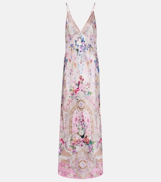 Embellished floral silk satin maxi dress | Camilla