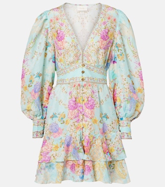 Embellished floral linen and silk minidress | Camilla