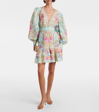 Embellished floral linen and silk minidress | Camilla