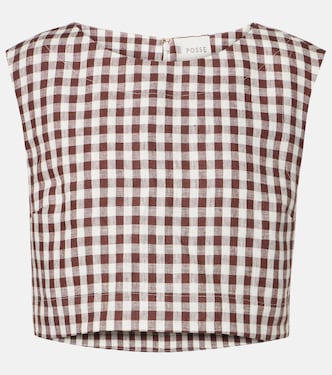 Martina gingham linen crop top | Posse