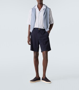 Striped linen bowling shirt | Brunello Cucinelli