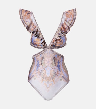 Como cutout printed swimsuit | Zimmermann