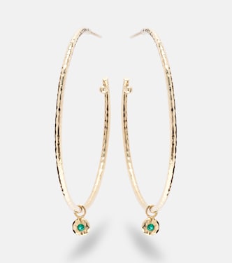 Orecchini a cerchio Nesting Gem Medium in oro 18kt con smeraldi | Octavia Elizabeth