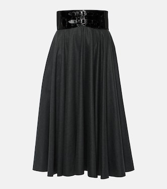 Falda midi de lana virgen de tiro alto | Alaïa