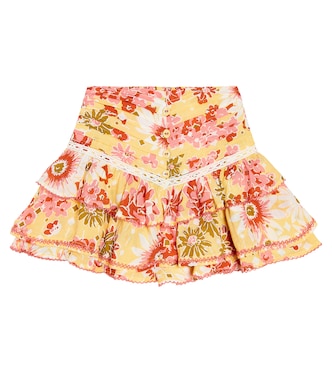 Alizee floral ruflled cotton skirt | Poupette St Barth Kids
