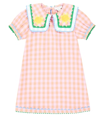 Robe brodée en coton à carreaux | Stella McCartney Kids