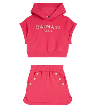 Set de sudadera y falda de forro polar | Balmain Kids