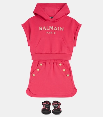 Set de sudadera y falda de forro polar | Balmain Kids