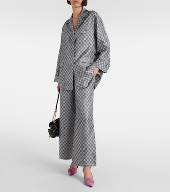 Weite Hose GG aus Seiden-Twill | Gucci