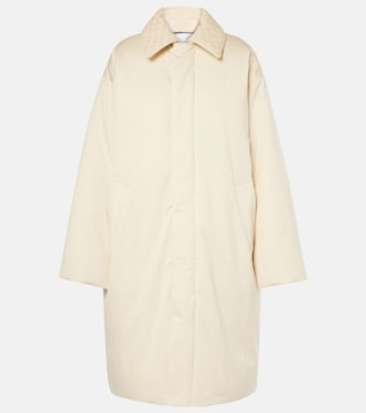 Daunenmantel aus Twill mit Leder | Bottega Veneta