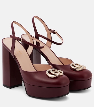 Double G leather platform pumps | Gucci