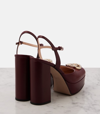 Double G leather platform pumps | Gucci