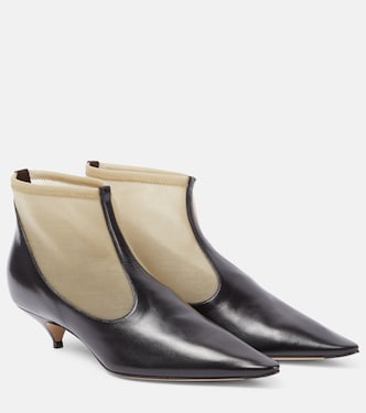 Mesh leather-trimmed ankle boots | The Row