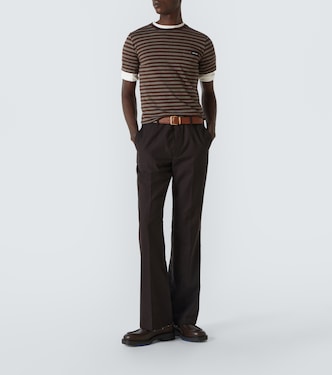 T-shirt in jersey di cotone a righe | Miu Miu