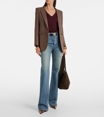 Blazer en laine et cachemire à carreaux | Saint Laurent