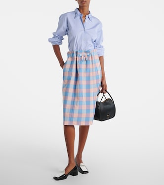 Checked cotton poplin midi skirt | Prada