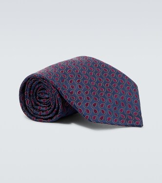 Embroidered silk tie | Charvet