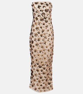 Sequined straplesss midi dress | Rotate