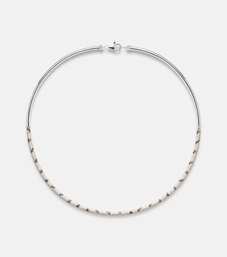 Torque Zèbre 9kt white gold necklace with diamonds | Yvonne Léon
