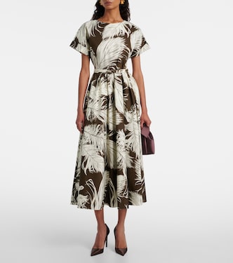 Printed cotton-blend poplin midi dress | Oscar de la Renta