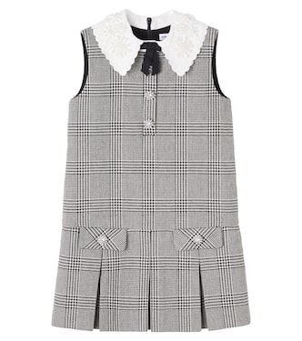 Embellished houndstooth wool-blend dress | Self-Portrait Kids