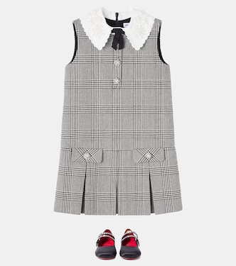 Embellished houndstooth wool-blend dress | Self-Portrait Kids