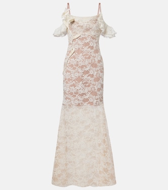 Floral-appliqué lace gown | Self-Portrait