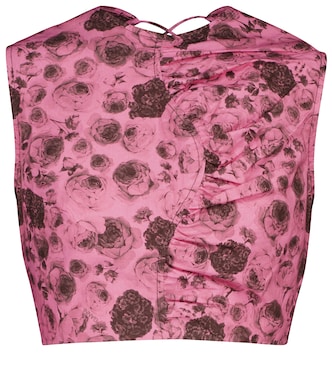 Floral cotton poplin crop top | Ganni