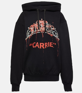 Printed cotton jersey hoodie | JW Anderson