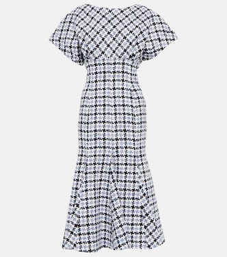 Robe midi en tweed de coton et laine mélangés à carreaux | Carolina Herrera