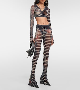 Top cropped Tattoo Collection in mesh | Jean Paul Gaultier
