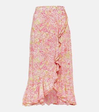 Aude floral ruffled midi skirt | Poupette St Barth