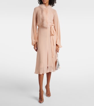 Vestido midi Georg con ribete de plumas | Blumarine
