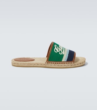 Logo leather-trimmed espadrilles slides | Gucci