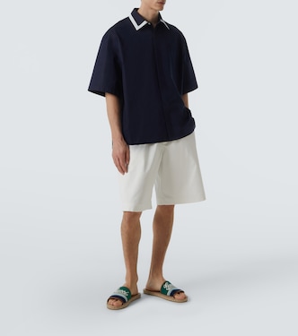 Logo leather-trimmed espadrilles slides | Gucci