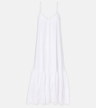 Embroidered cotton poplin midi dress | Juliet Dunn