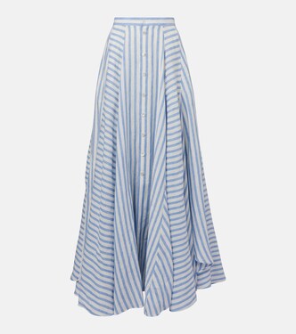 Jupe longue Shamus rayée en lin | Ralph Lauren Collection
