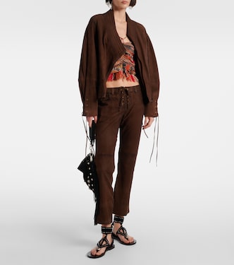Pantalon Vanel à taille basse en daim | Isabel Marant