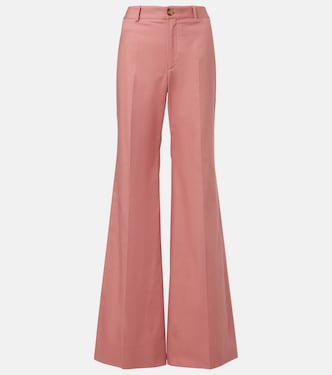 Pleated high-rise cotton flared pants | Chloé