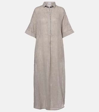 Hemdblusenkleid aus Leinen und Seide | Brunello Cucinelli