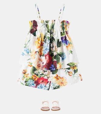 Floral cotton poplin top and shorts set | Dolce&Gabbana Kids