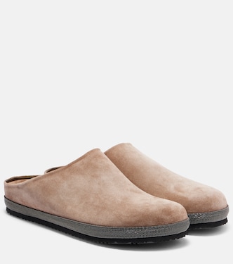 Slippers Monili aus Veloursleder | Brunello Cucinelli