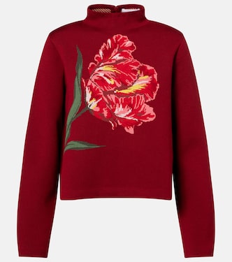 Jersey de lana y algodón de jacquard floral | Carolina Herrera