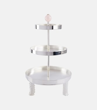 Embellished silver-plated metal cake stand | Natalia Criado