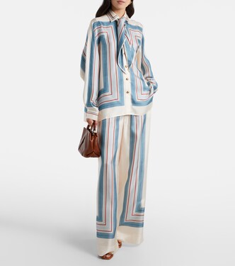 Camisa de seda con pañuelo a rayas | Zimmermann