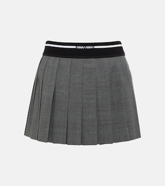 Pleated virgin wool mini skirt | Miu Miu